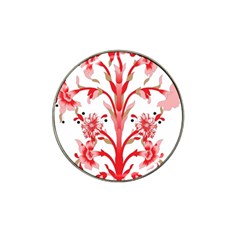 A Design Of A Red Flower On A White Background Hat Clip Ball Marker (4 Pack)