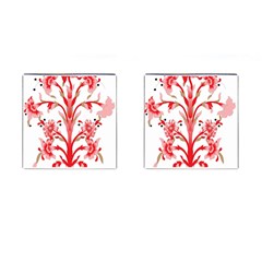 A Design Of A Red Flower On A White Background Cufflinks (square)