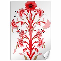 A Design Of A Red Flower On A White Background Canvas 12  X 18 