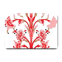 A Design Of A Red Flower On A White Background Small Doormat by catchydesignhill