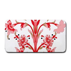 A Design Of A Red Flower On A White Background Medium Bar Mat