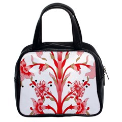 A Design Of A Red Flower On A White Background Classic Handbag (two Sides)