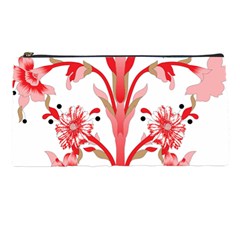 A Design Of A Red Flower On A White Background Pencil Cases