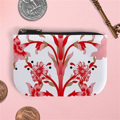 A Design Of A Red Flower On A White Background Mini Coin Purse