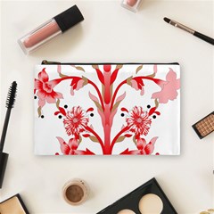 A Design Of A Red Flower On A White Background Cosmetic Bag (medium)