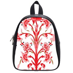 A Design Of A Red Flower On A White Background School Bag (small) by catchydesignhill