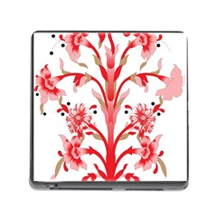 A Design Of A Red Flower On A White Background Memory Card Reader (square 5 Slot)