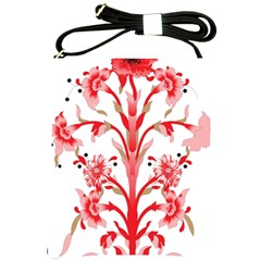 A Design Of A Red Flower On A White Background Shoulder Sling Bag