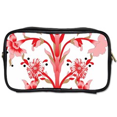 A Design Of A Red Flower On A White Background Toiletries Bag (two Sides)