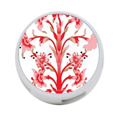 A Design Of A Red Flower On A White Background 4-port Usb Hub (two Sides)