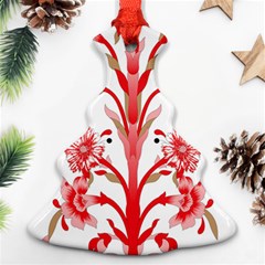 A Design Of A Red Flower On A White Background Christmas Tree Ornament (two Sides)