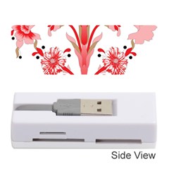 A Design Of A Red Flower On A White Background Memory Card Reader (stick)