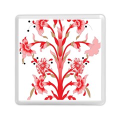 A Design Of A Red Flower On A White Background Memory Card Reader (square)