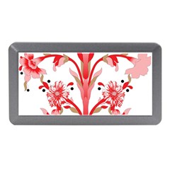 A Design Of A Red Flower On A White Background Memory Card Reader (mini)