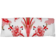 A Design Of A Red Flower On A White Background One Side Body Pillow Cases