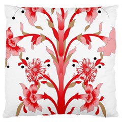 A Design Of A Red Flower On A White Background Large Cushion Case (one Side)