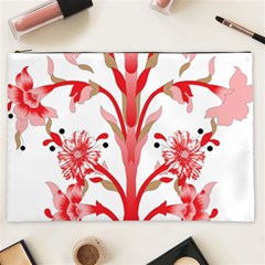 A Design Of A Red Flower On A White Background Cosmetic Bag (xxl)