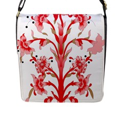 A Design Of A Red Flower On A White Background Flap Closure Messenger Bag (l)