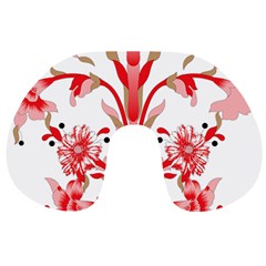 A Design Of A Red Flower On A White Background Travel Neck Pillow