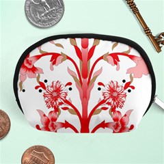 A Design Of A Red Flower On A White Background Accessory Pouch (medium)