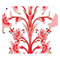 A Design Of A Red Flower On A White Background Two Sides Premium Plush Fleece Blanket (kids Size)