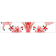 A Design Of A Red Flower On A White Background Large Premium Plush Fleece Scarf 