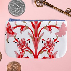 A Design Of A Red Flower On A White Background Large Coin Purse