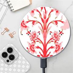 A Design Of A Red Flower On A White Background Wireless Fast Charger(white) by catchydesignhill