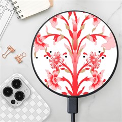 A Design Of A Red Flower On A White Background Wireless Fast Charger(black)