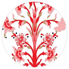 A Design Of A Red Flower On A White Background Round Trivet