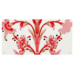 A Design Of A Red Flower On A White Background Banner And Sign 4  X 2 