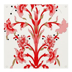 A Design Of A Red Flower On A White Background Banner And Sign 4  X 4  by catchydesignhill