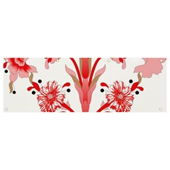 A Design Of A Red Flower On A White Background Banner And Sign 9  X 3  by catchydesignhill