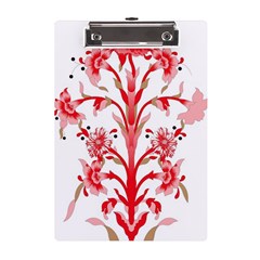 A Design Of A Red Flower On A White Background A5 Acrylic Clipboard