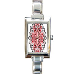 A Design Of A Red And White Pattern Rectangle Italian Charm Watch