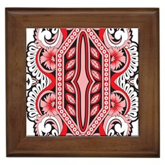 A Design Of A Red And White Pattern Framed Tile