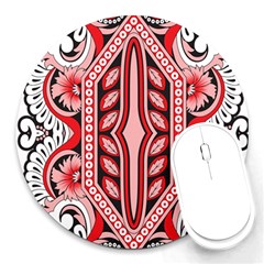 A Design Of A Red And White Pattern Round Mousepad