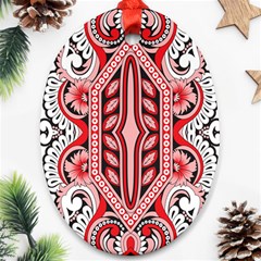 A Design Of A Red And White Pattern Ornament (oval)