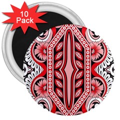 A Design Of A Red And White Pattern 3  Magnets (10 Pack)  by catchydesignhill