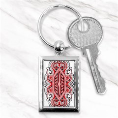 A Design Of A Red And White Pattern Key Chain (rectangle) by catchydesignhill