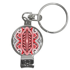 A Design Of A Red And White Pattern Nail Clippers Key Chain