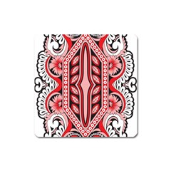 A Design Of A Red And White Pattern Square Magnet