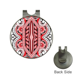 A Design Of A Red And White Pattern Hat Clips With Golf Markers