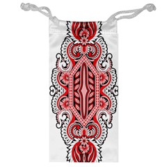 A Design Of A Red And White Pattern Jewelry Bag