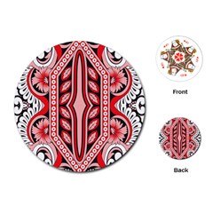 A Design Of A Red And White Pattern Playing Cards Single Design (round)