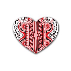 A Design Of A Red And White Pattern Rubber Coaster (heart)