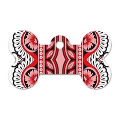 A Design Of A Red And White Pattern Dog Tag Bone (one Side)