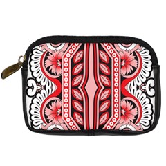 A Design Of A Red And White Pattern Digital Camera Leather Case by catchydesignhill