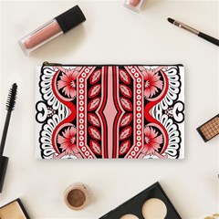 A Design Of A Red And White Pattern Cosmetic Bag (medium)