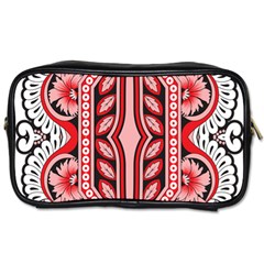 A Design Of A Red And White Pattern Toiletries Bag (two Sides)